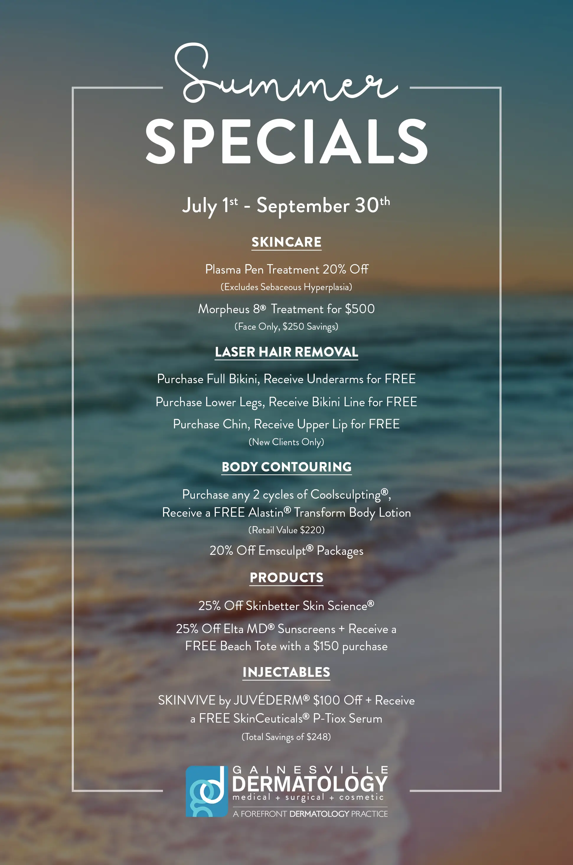 Dermatology Specials for Summer 2025 in Gainesville