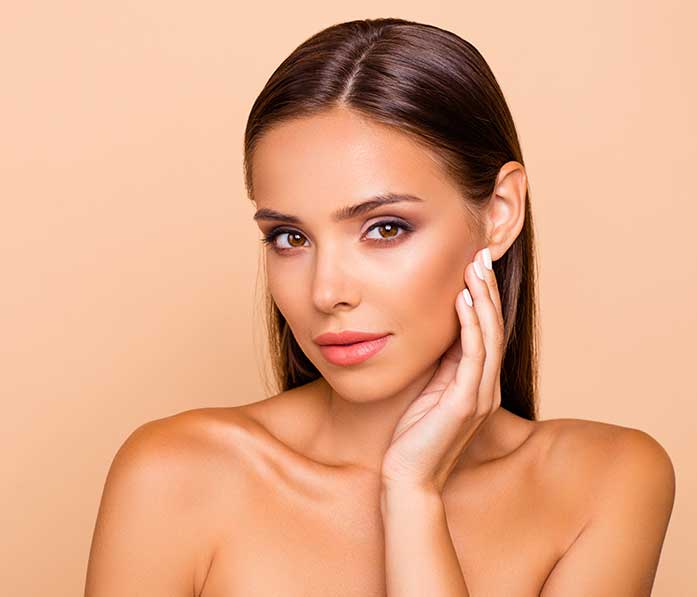 Young woman with facial fillers